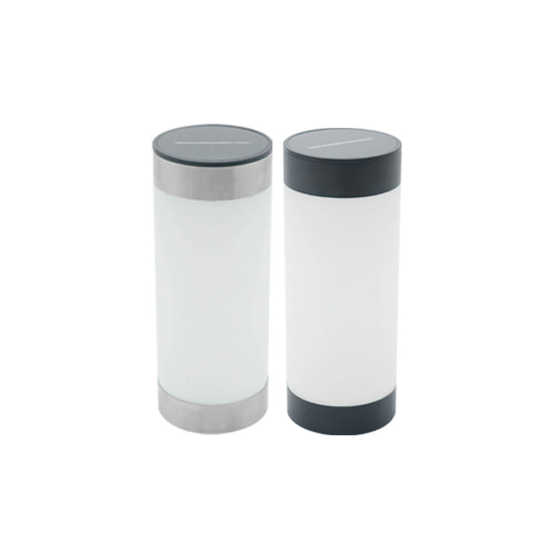Modern Minimalist Solar Waterproof Stainless Steel Plastic Glass Cylinder Portable LED Outdoor Table Lamp For Outdoor Patio Cuvalon