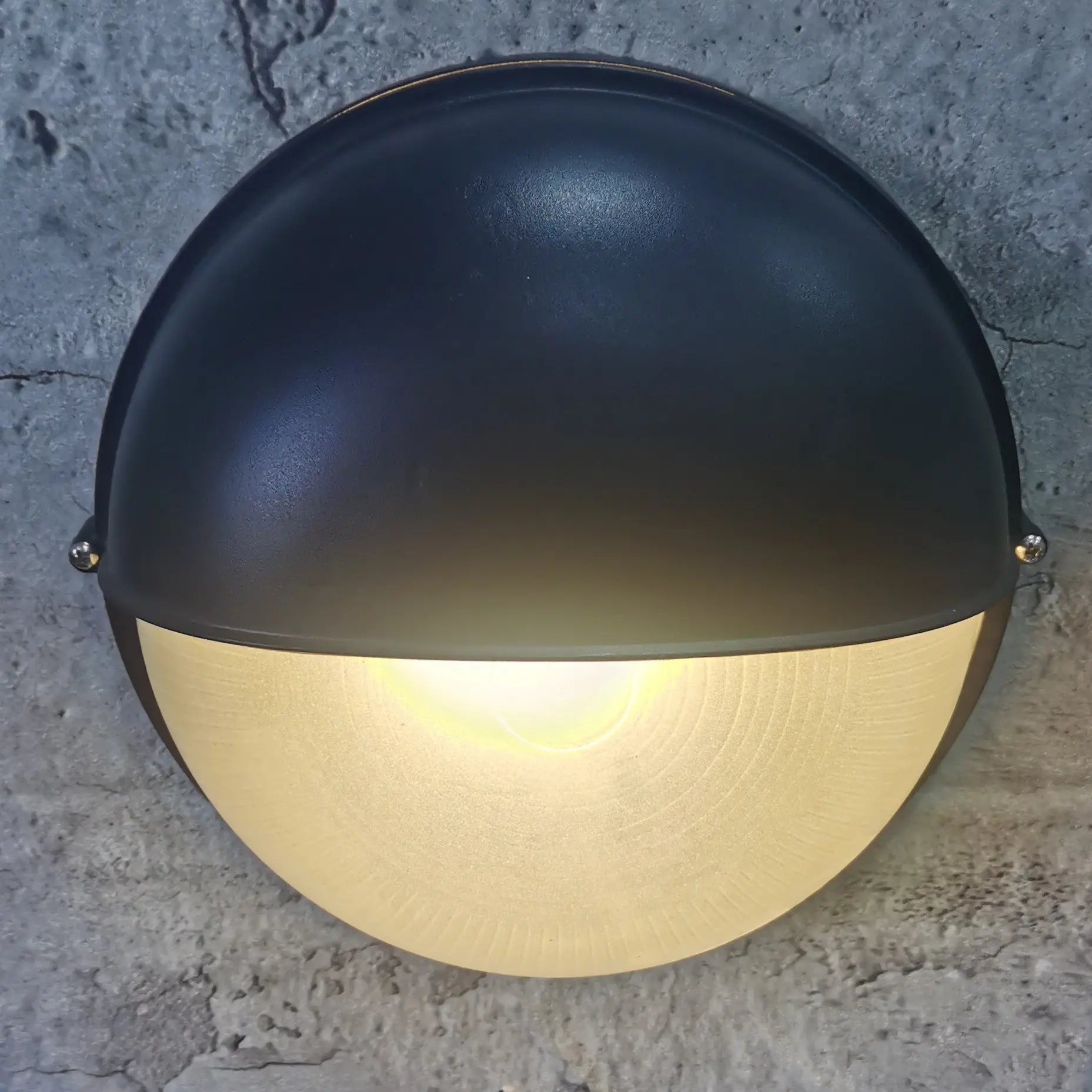Contemporary Industrial Waterproof Aluminum Glass Frosted Round 1-Light Wall Sconce Lamp For Outdoor Patio Cuvalon