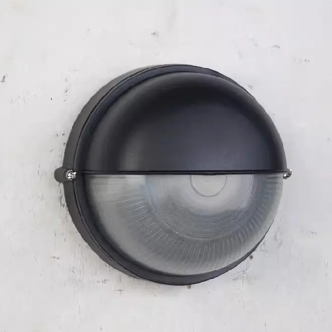 Contemporary Industrial Waterproof Aluminum Glass Frosted Round 1-Light Wall Sconce Lamp For Outdoor Patio Cuvalon