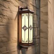 Traditional Chinese Solar Waterproof ABS Aluminum Glass Rectangular Happiness Wealth Pattern LED Wall Sconce Lamp For Outdoor Patio Cuvalon