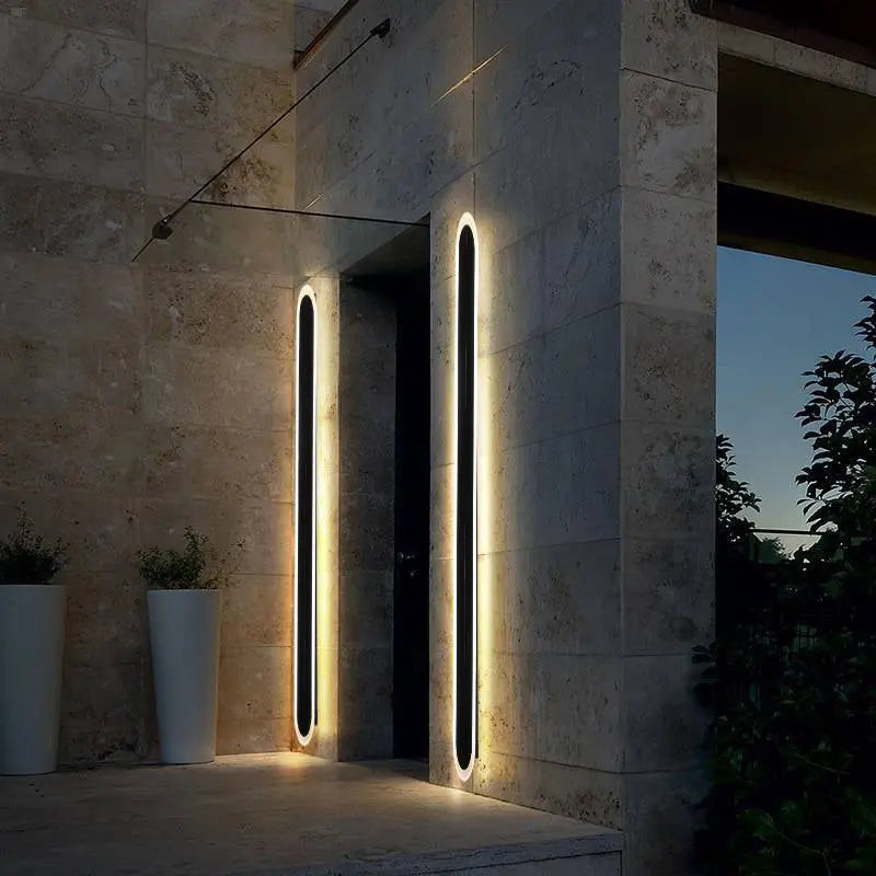 Modern Simplicity Solar Waterproof Aluminum Acrylic Strip Wave LED Wall Sconce Lamp For Outdoor Patio Cuvalon