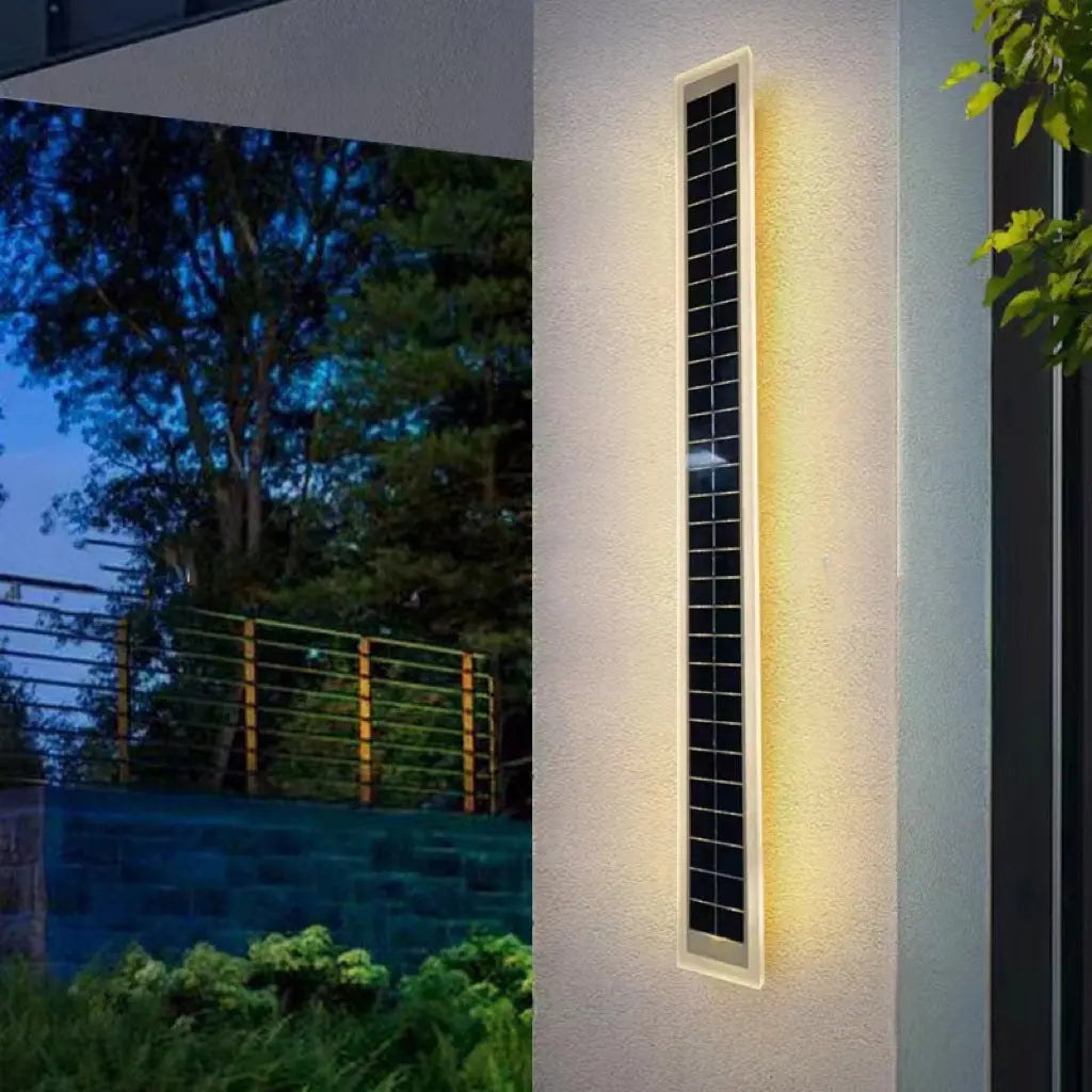 Modern Simplicity Solar Waterproof Aluminum Acrylic Strip Wave LED Wall Sconce Lamp For Outdoor Patio Cuvalon