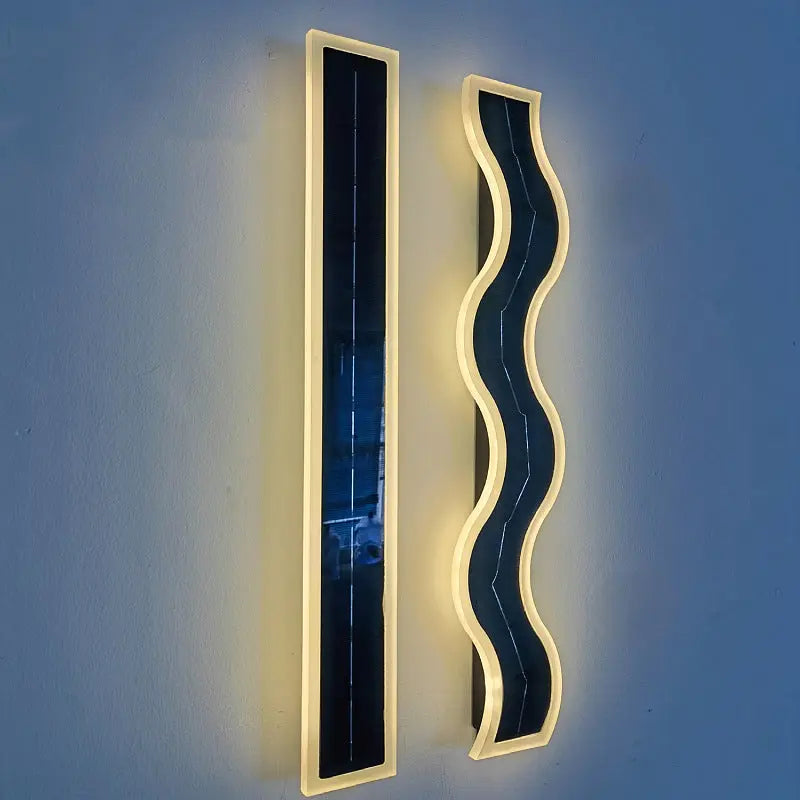 Modern Simplicity Solar Waterproof Aluminum Acrylic Strip Wave LED Wall Sconce Lamp For Outdoor Patio Cuvalon