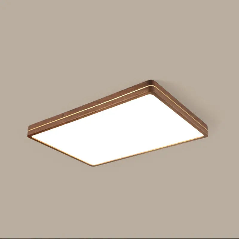 Modern Wooden Slim Walnut Color LED Flush Mount Light Cuvalon