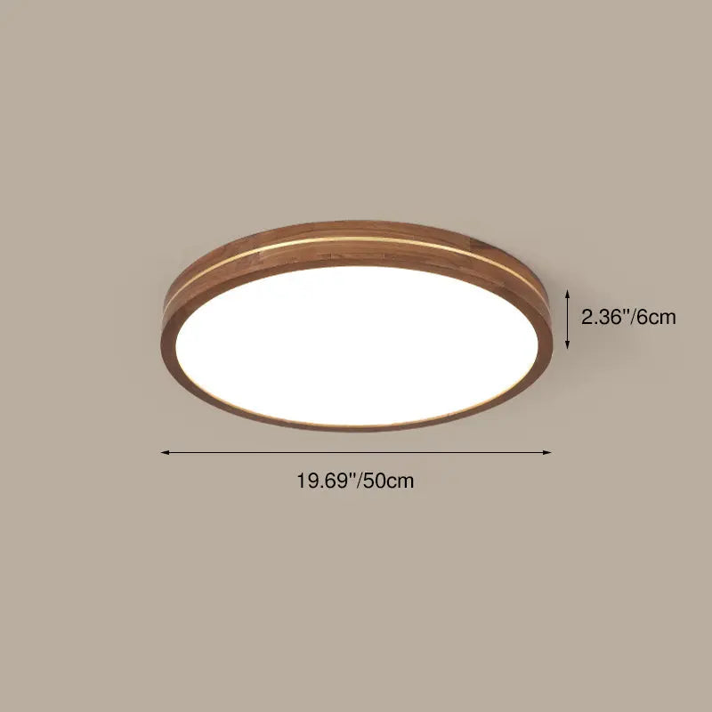 Modern Wooden Slim Walnut Color LED Flush Mount Light Cuvalon