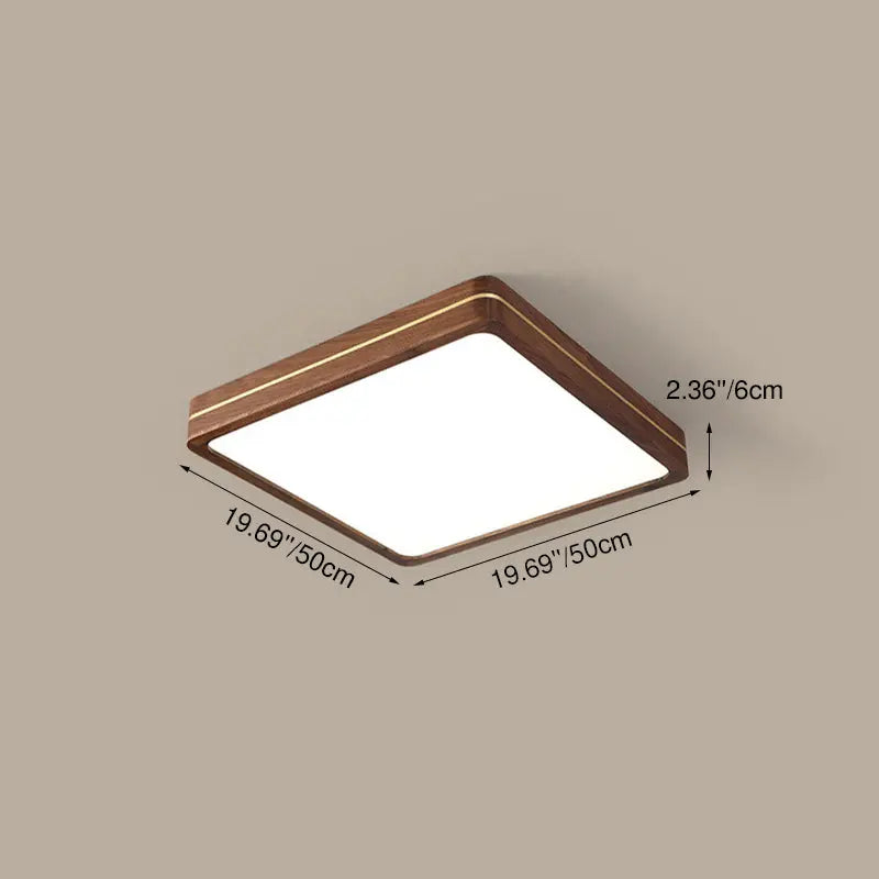Modern Wooden Slim Walnut Color LED Flush Mount Light Cuvalon