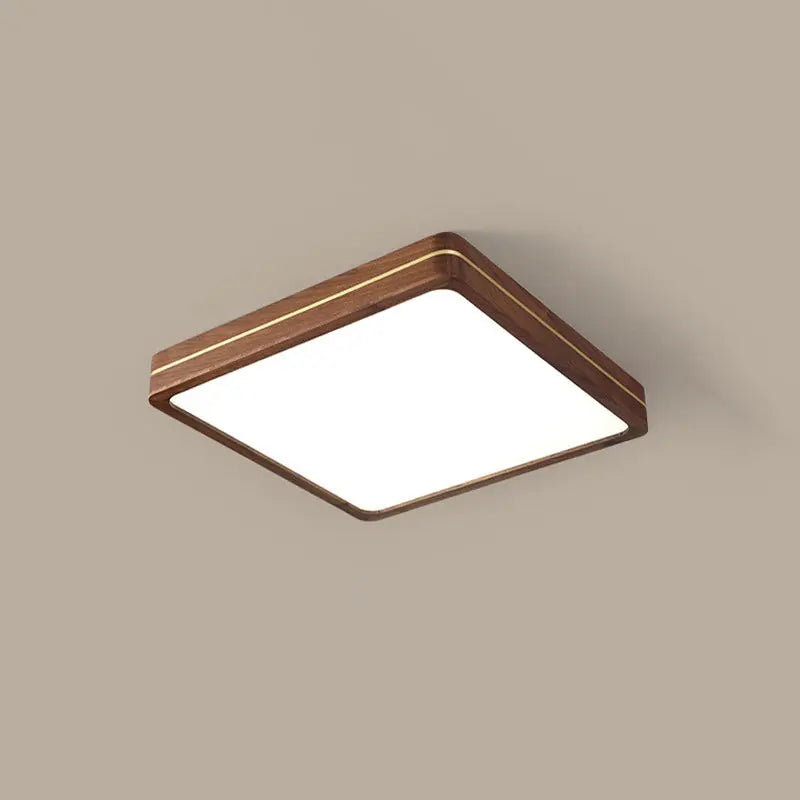 Modern Wooden Slim Walnut Color LED Flush Mount Light Cuvalon