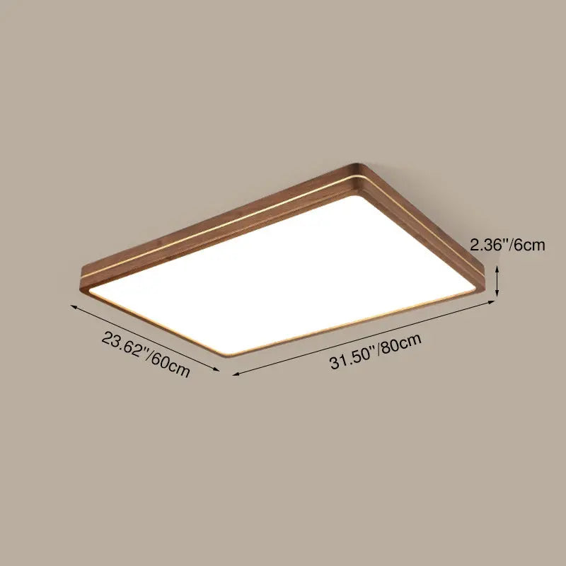 Modern Wooden Slim Walnut Color LED Flush Mount Light Cuvalon