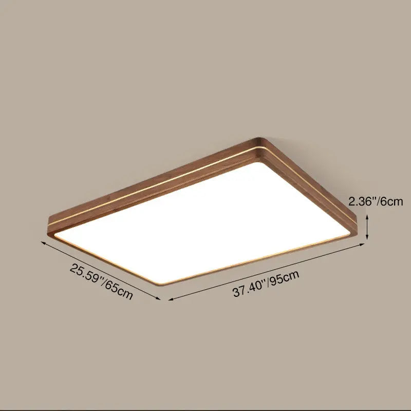 Modern Wooden Slim Walnut Color LED Flush Mount Light Cuvalon