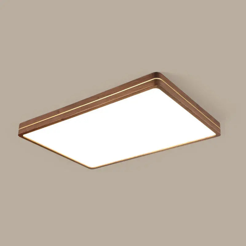 Modern Wooden Slim Walnut Color LED Flush Mount Light Cuvalon