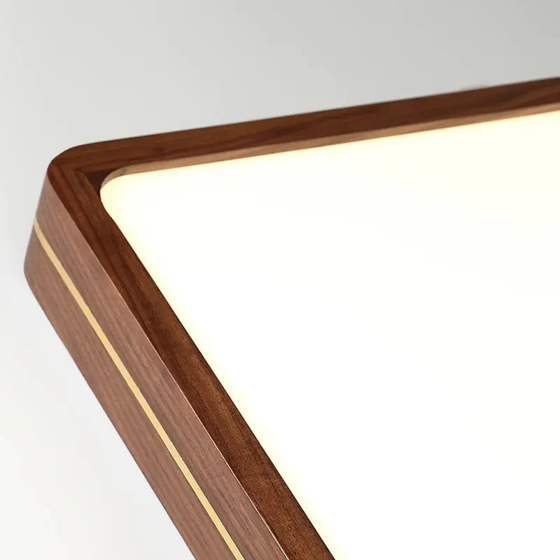 Modern Wooden Slim Walnut Color LED Flush Mount Light Cuvalon