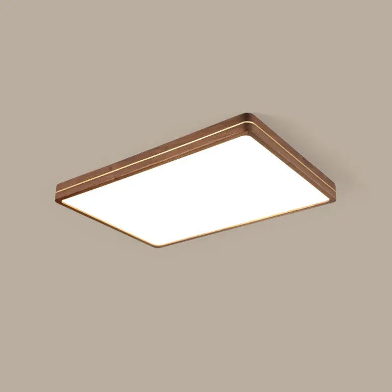 Modern Wooden Slim Walnut Color LED Flush Mount Light Cuvalon