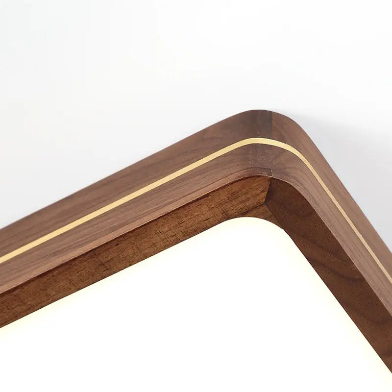 Modern Wooden Slim Walnut Color LED Flush Mount Light Cuvalon
