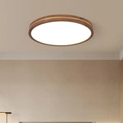 Modern Wooden Slim Walnut Color LED Flush Mount Light Cuvalon