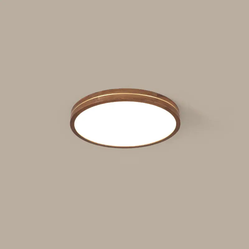 Modern Wooden Slim Walnut Color LED Flush Mount Light Cuvalon