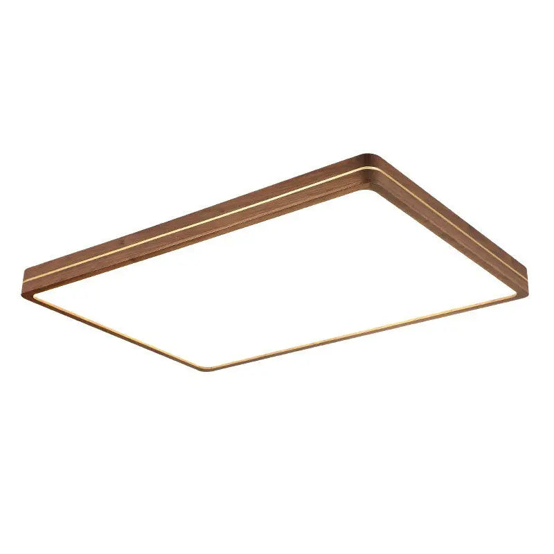 Modern Wooden Slim Walnut Color LED Flush Mount Light Cuvalon