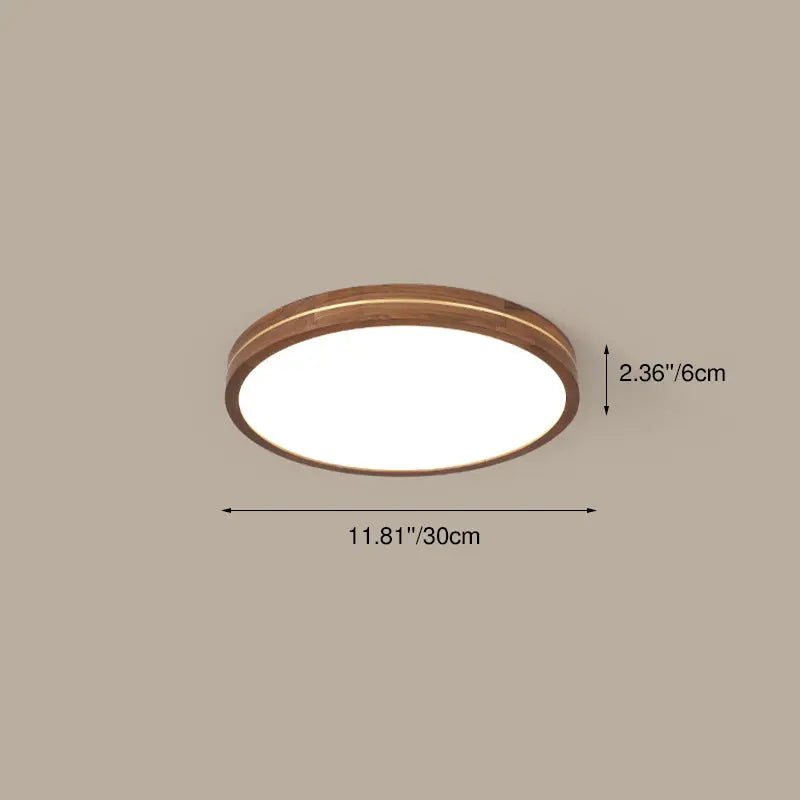 Modern Wooden Slim Walnut Color LED Flush Mount Light Cuvalon