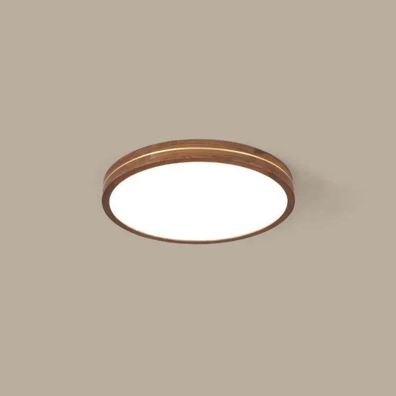 Modern Wooden Slim Walnut Color LED Flush Mount Light Cuvalon