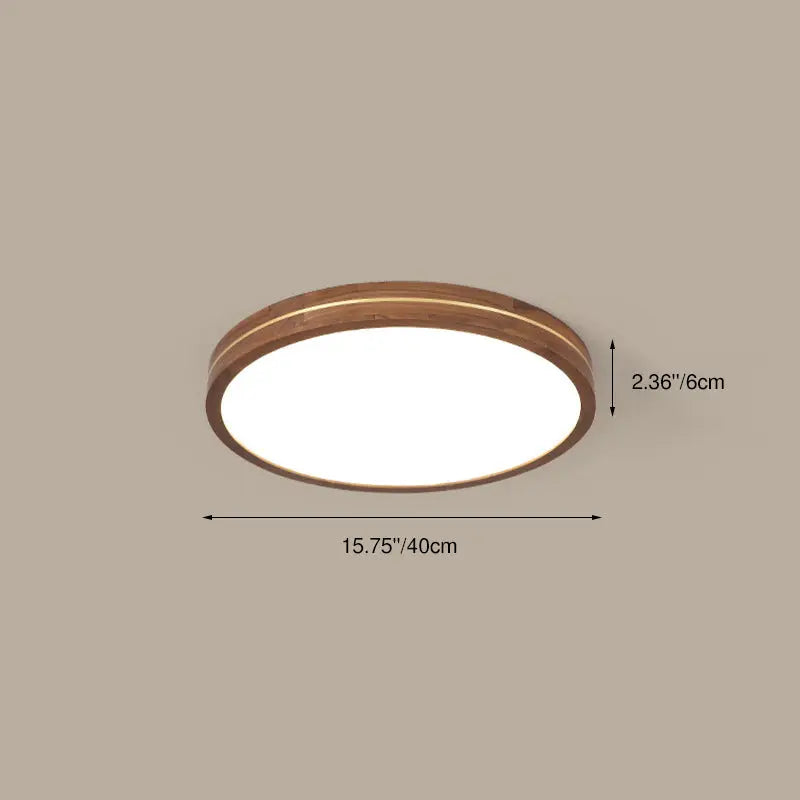 Modern Wooden Slim Walnut Color LED Flush Mount Light Cuvalon