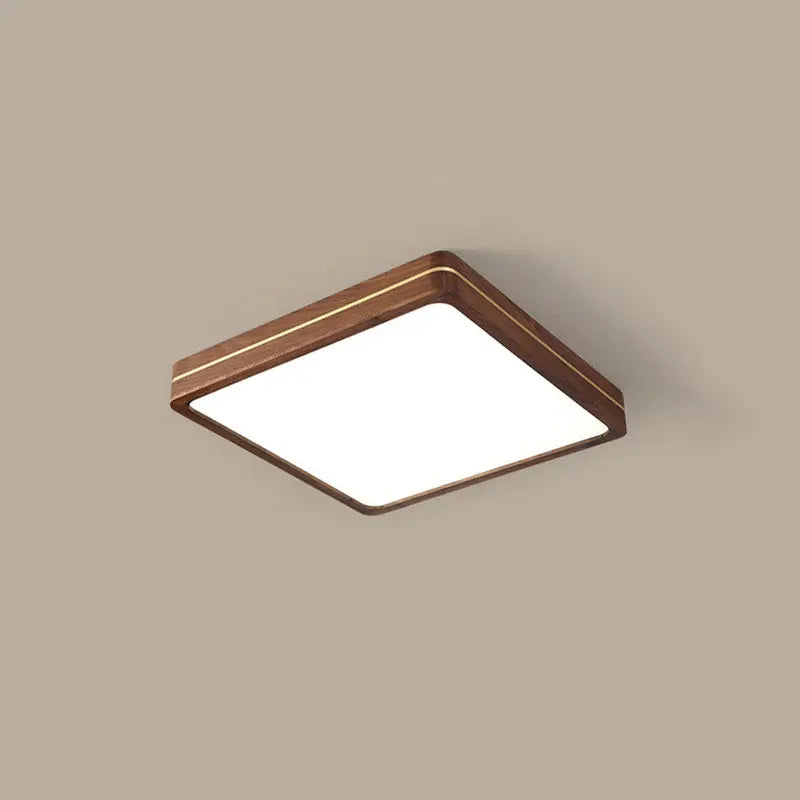 Modern Wooden Slim Walnut Color LED Flush Mount Light Cuvalon