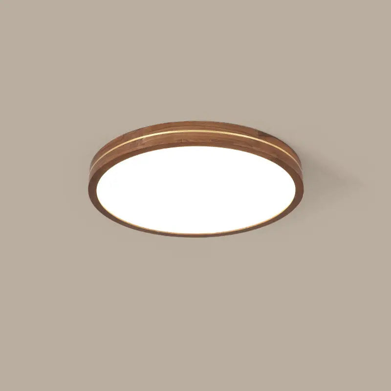 Modern Wooden Slim Walnut Color LED Flush Mount Light Cuvalon