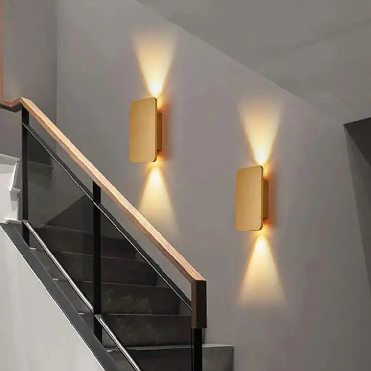 Nordic Minimalist Aluminum Rectangular Flat Panel 2-Light LED Wall Sconce Lamp Cuvalon