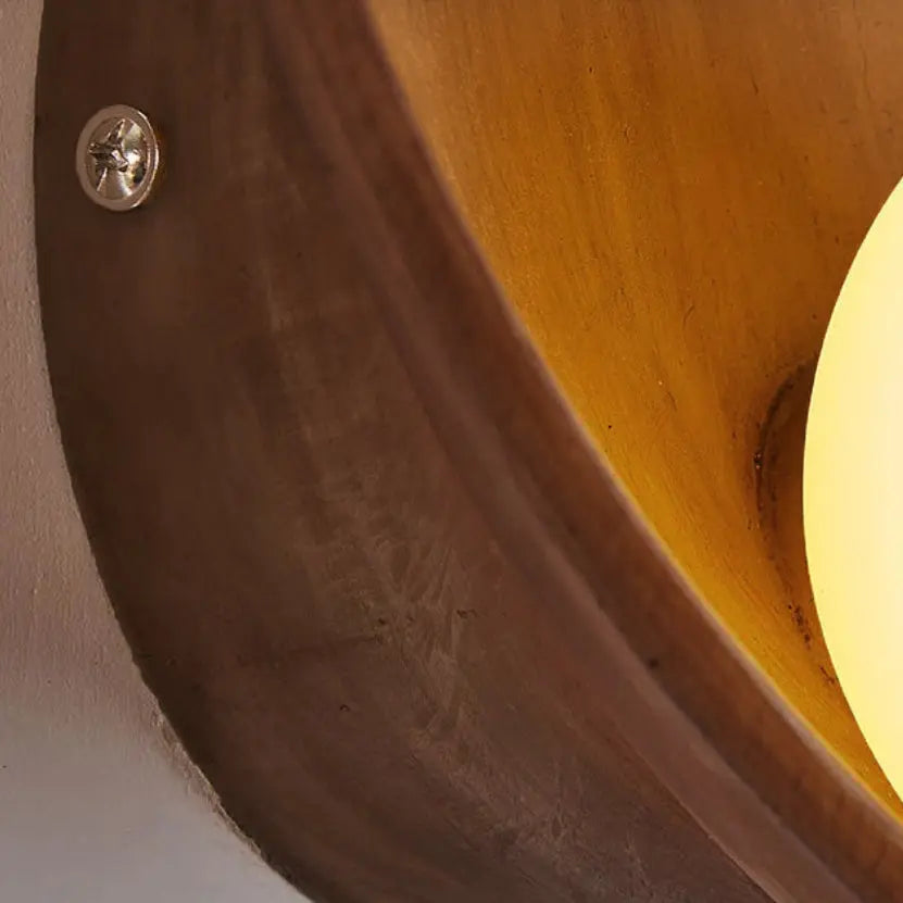 Modern Minimalist Round Iron Resin 1-Light Wall Sconce Lamp Cuvalon