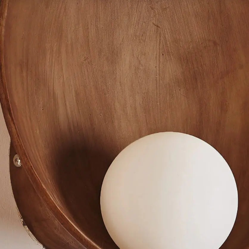 Modern Minimalist Round Iron Resin 1-Light Wall Sconce Lamp Cuvalon