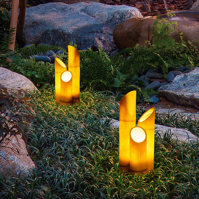 Contemporary Creative Waterproof Solar Resin Bamboo LED Landscape Lighting Outdoor Light For Garden Cuvalon