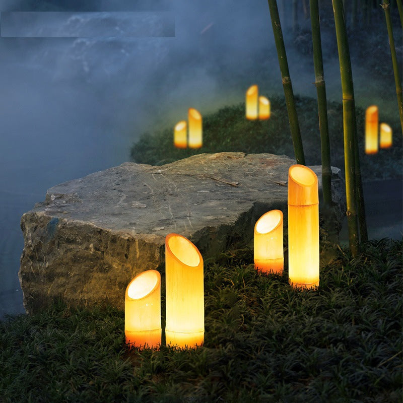 Contemporary Creative Waterproof Solar Resin Bamboo LED Landscape Lighting Outdoor Light For Garden Cuvalon