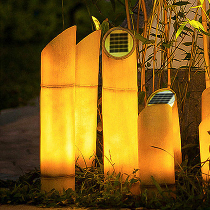 Contemporary Creative Waterproof Solar Resin Bamboo LED Landscape Lighting Outdoor Light For Garden Cuvalon