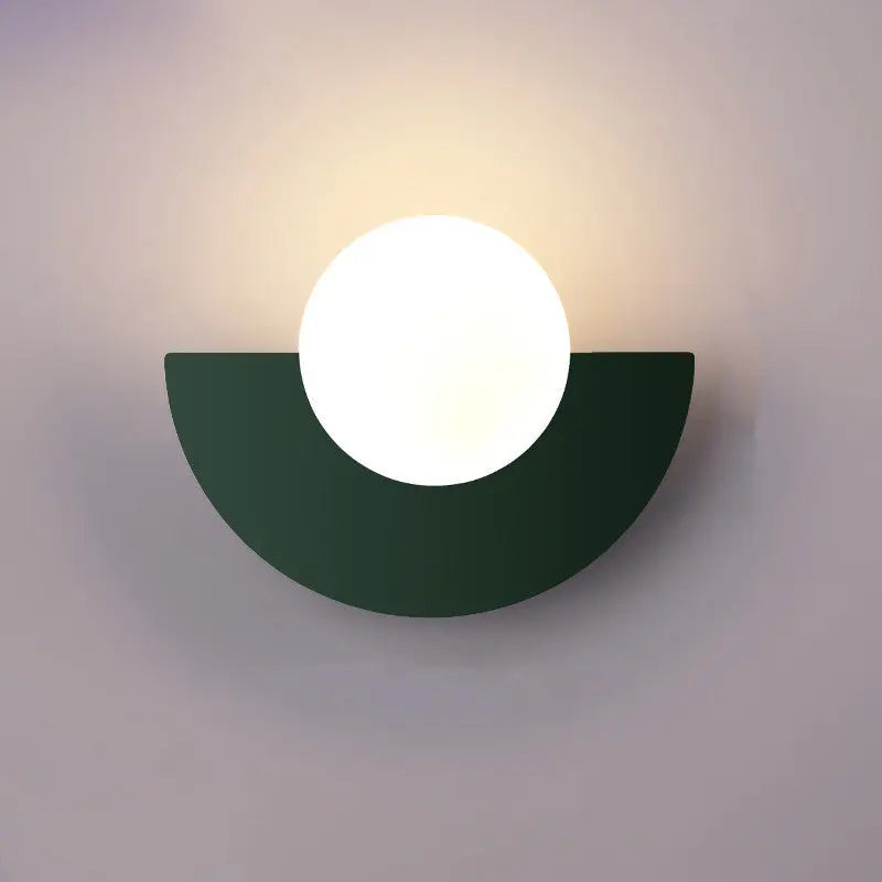 Modern Minimalist Glass Spherical Colorful Semicircle Design 1-Light Wall Sconce Lamp Cuvalon
