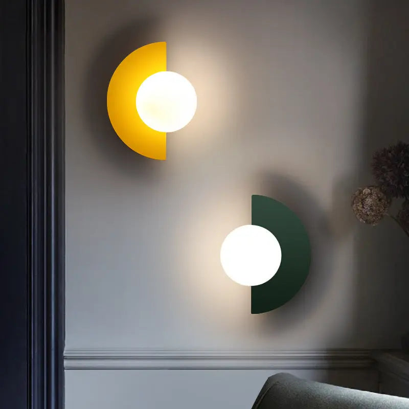 Modern Minimalist Glass Spherical Colorful Semicircle Design 1-Light Wall Sconce Lamp Cuvalon