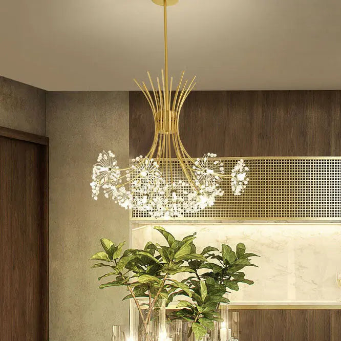 Crystal 13-19 Light Dandelion Shade Chandeliers Cuvalon