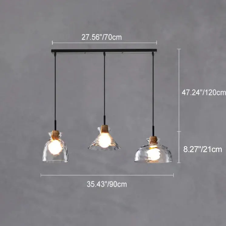 Nordic Clear Rippled Glass Shaded 1-Light Pendant Light Cuvalon