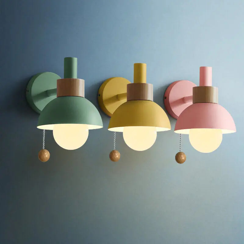 Nordic Macaron Globe 1-Light Wall Sconce Lamp Cuvalon