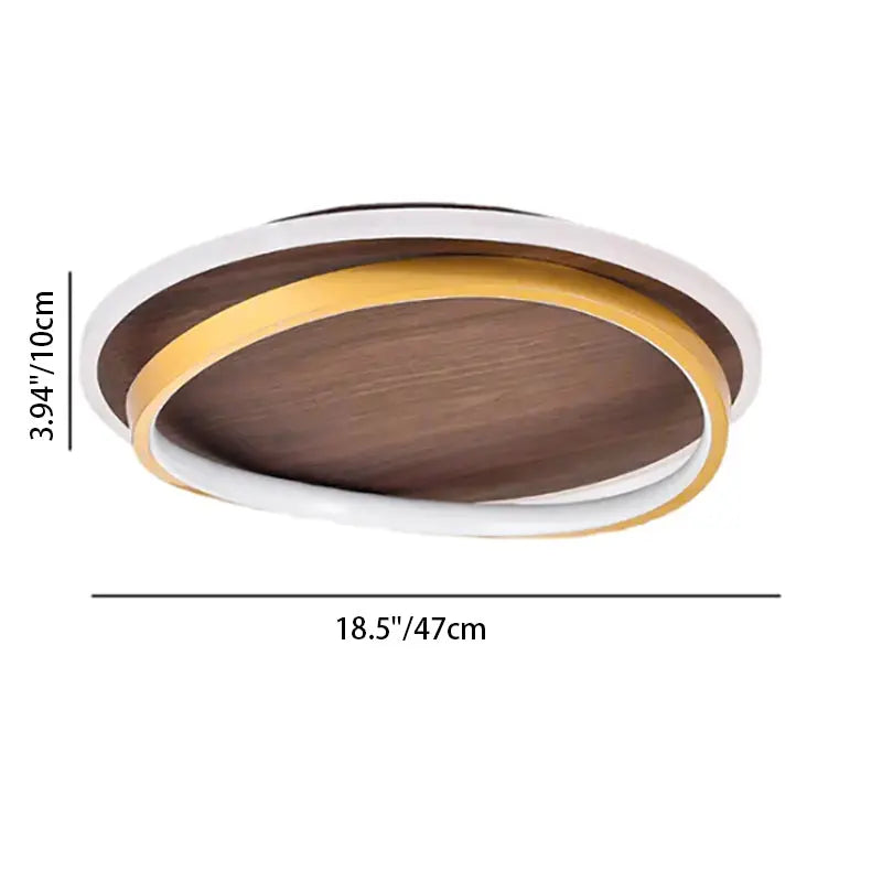 Nordic Minimalist Circular Walnut Grain LED Flush Mount Ceiling Light Cuvalon