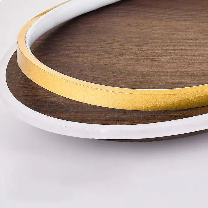 Nordic Minimalist Circular Walnut Grain LED Flush Mount Ceiling Light Cuvalon
