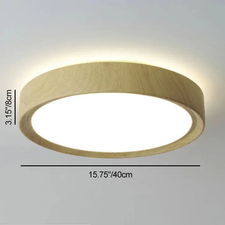 Modern Simple Wood Grain Round Iron LED Flush Mount Ceiling Light Cuvalon