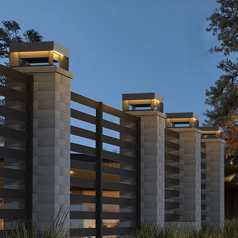 Modern Minimalist Square Geometric Stainless Steel LED Outdoor Waterproof Pillar Light Landscape Light For Garden Cuvalon