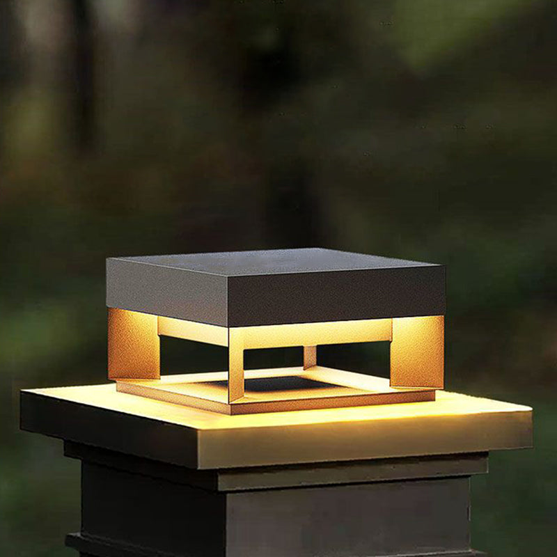 Modern Minimalist Square Geometric Stainless Steel LED Outdoor Waterproof Pillar Light Landscape Light For Garden Cuvalon