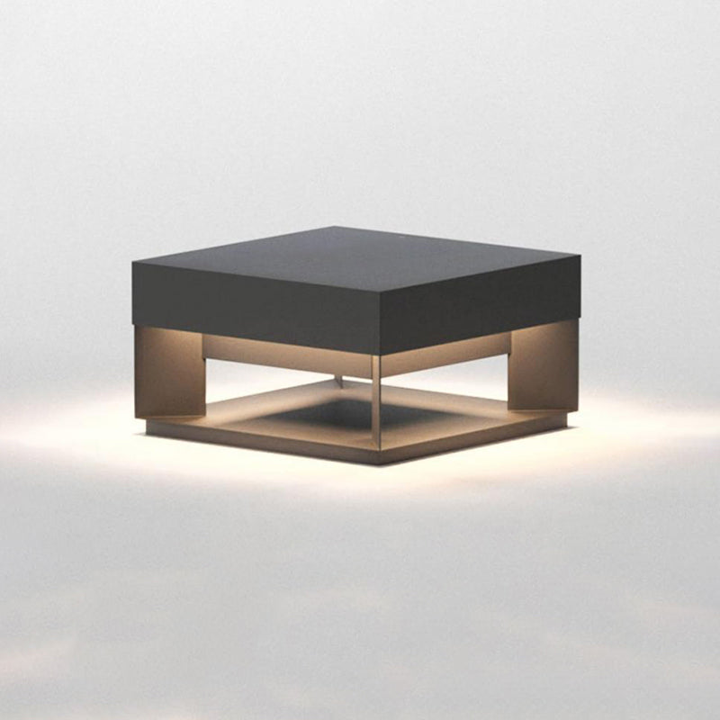 Modern Minimalist Square Geometric Stainless Steel LED Outdoor Waterproof Pillar Light Landscape Light For Garden Cuvalon