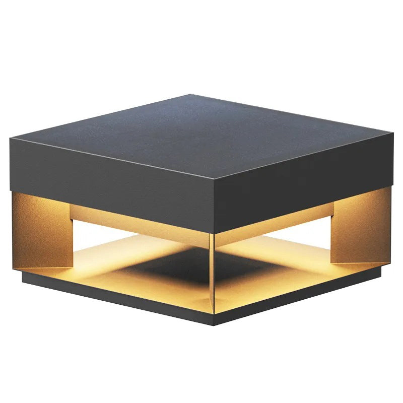 Modern Minimalist Square Geometric Stainless Steel LED Outdoor Waterproof Pillar Light Landscape Light For Garden Cuvalon