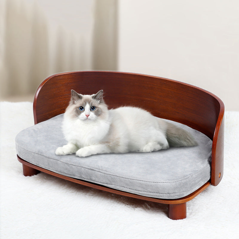 Modern Minimalist Rectangular Curved Medium Density Fiberboard Velvet Cat Bed Dog Bed For Bedroom Cuvalon