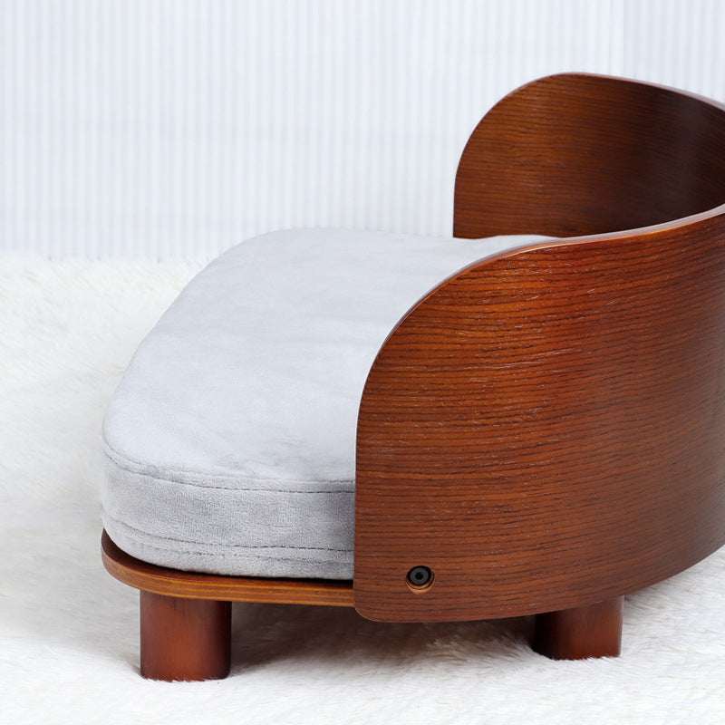 Modern Minimalist Rectangular Curved Medium Density Fiberboard Velvet Cat Bed Dog Bed For Bedroom Cuvalon
