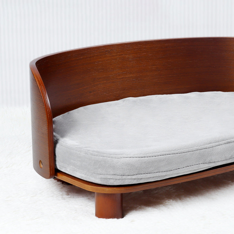 Modern Minimalist Rectangular Curved Medium Density Fiberboard Velvet Cat Bed Dog Bed For Bedroom Cuvalon