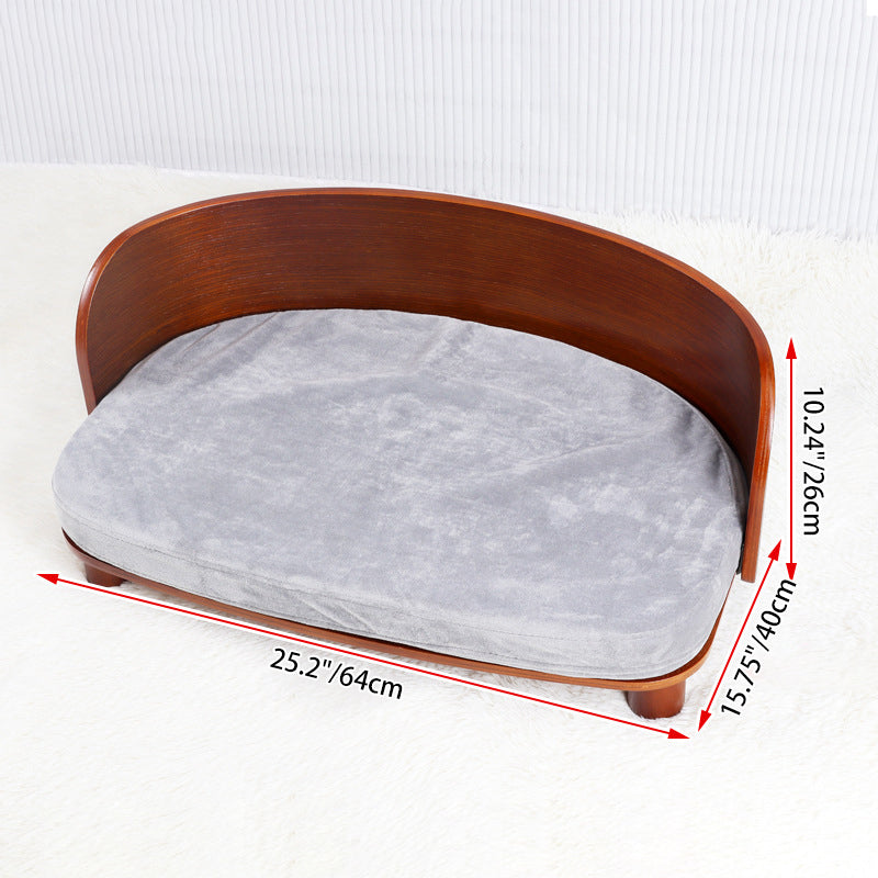 Modern Minimalist Rectangular Curved Medium Density Fiberboard Velvet Cat Bed Dog Bed For Bedroom Cuvalon