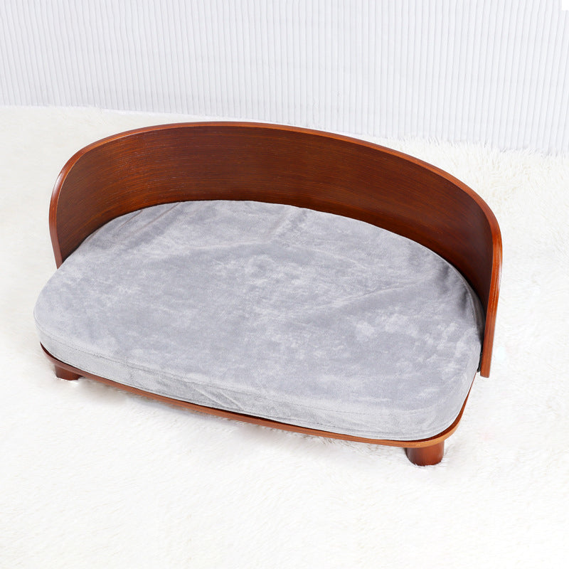 Modern Minimalist Rectangular Curved Medium Density Fiberboard Velvet Cat Bed Dog Bed For Bedroom Cuvalon