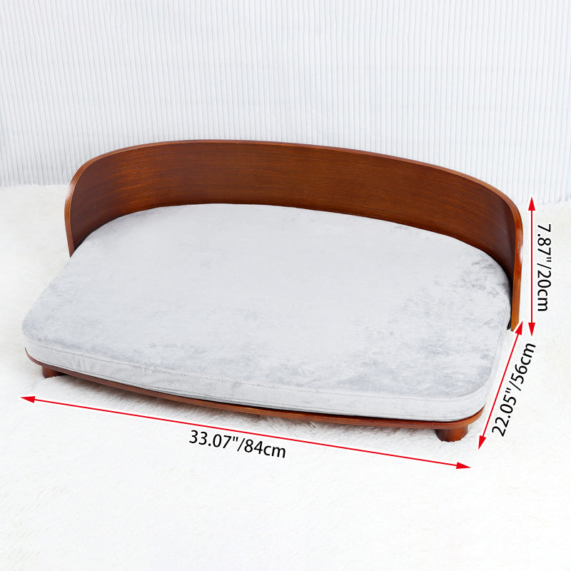 Modern Minimalist Rectangular Curved Medium Density Fiberboard Velvet Cat Bed Dog Bed For Bedroom Cuvalon