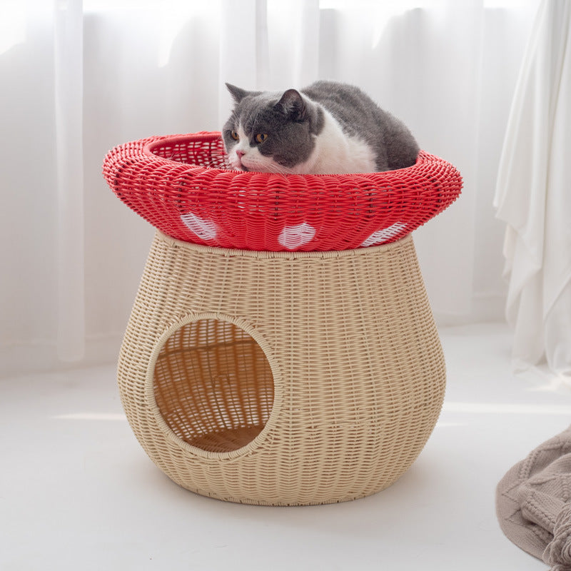Contemporary Creative Cylindrical Mushroom-Shaped PP Cat Bed For Bedroom Cuvalon